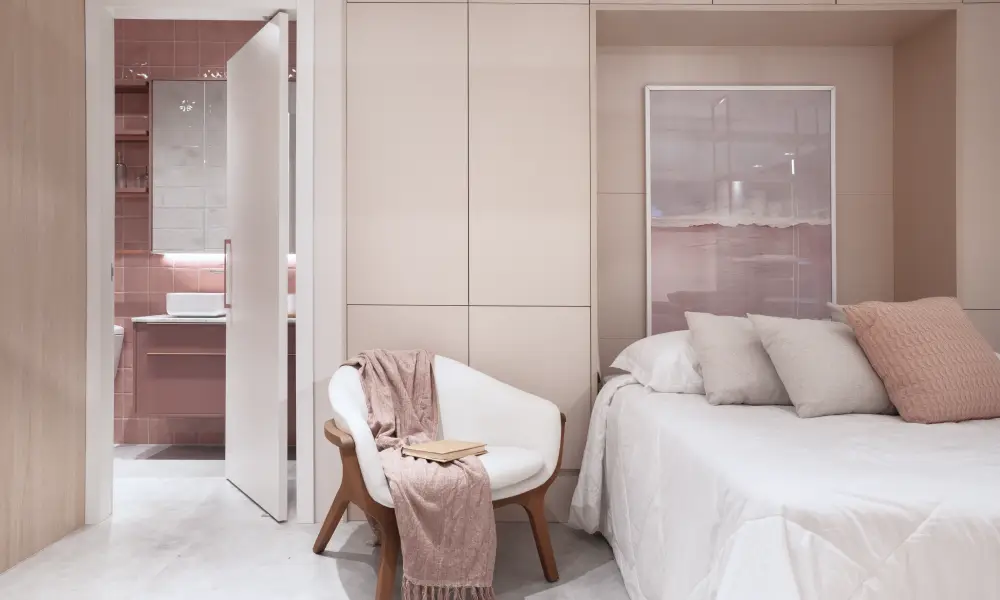 dormitório planejado em tons rose
