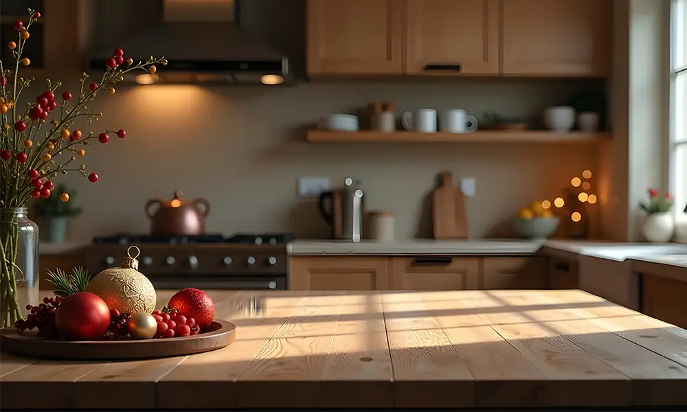 Mesa com decoração de natal