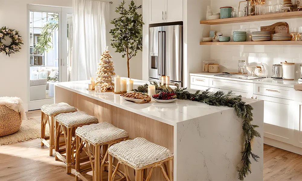 Cozinha planejada com decoração de natal