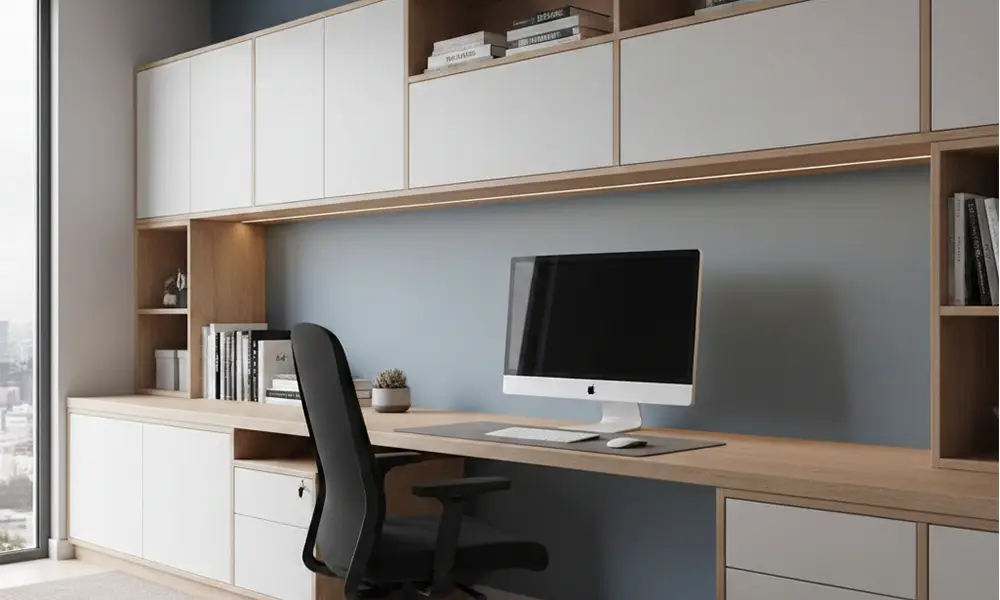 home office planejado layout linear