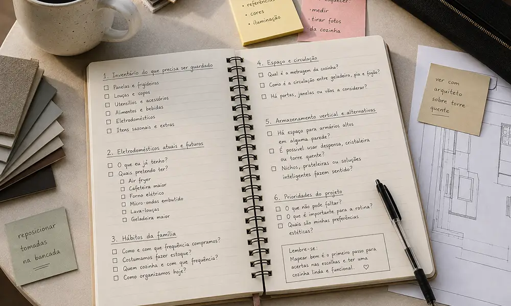 caderno com checklist